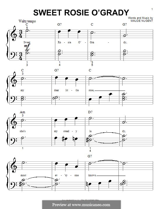 Sweet Rosie O'Grady by M. Nugent sheet music on MusicaNeo