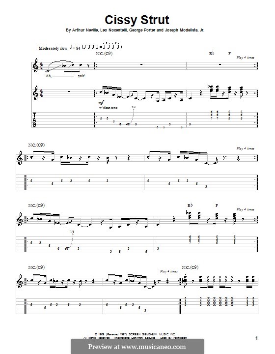cissy strut the meters by a neville g porter j modeliste jr soulful strut sheet music