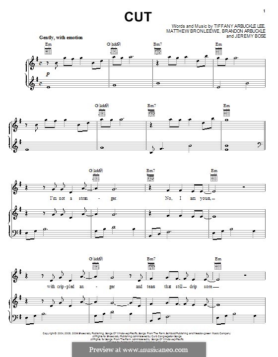 Cut (Plumb): For voice and piano (or guitar) by Brandon Arbuckle, Jeremy Bose, Matt Bronleewe, Tiffany Arbuckle Lee