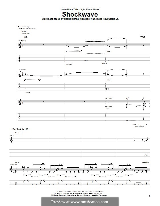 Shockwave (Black Tide): For guitar with tab by Alexander Nunez, Gabriel Garcia, Raul Garcia Jr.