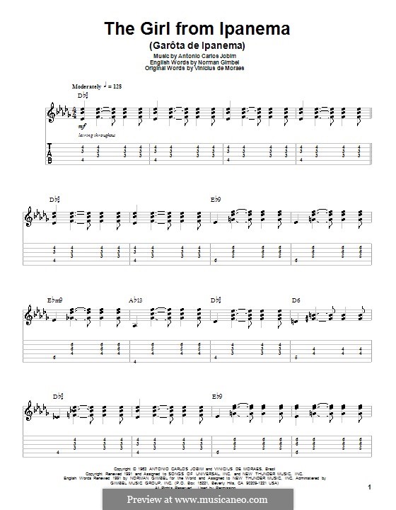 Guitar version: For a single performer by Antonio Carlos Jobim