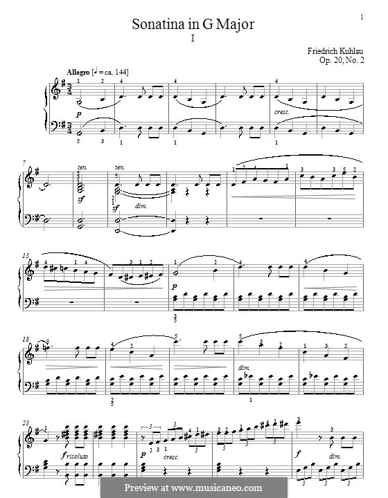 Three Sonatinas for Piano, Op.20: Sonatina No.2 by Friedrich Kuhlau