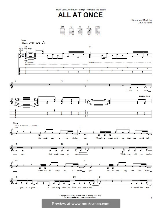 All at Once: For guitar with tab by Jack Johnson