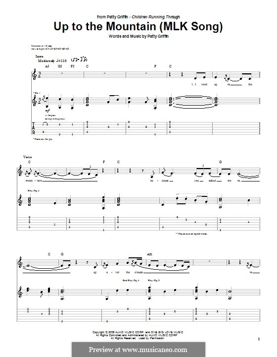 Up to the Mountain (MLK Song): For guitar with tab by Patty Griffin