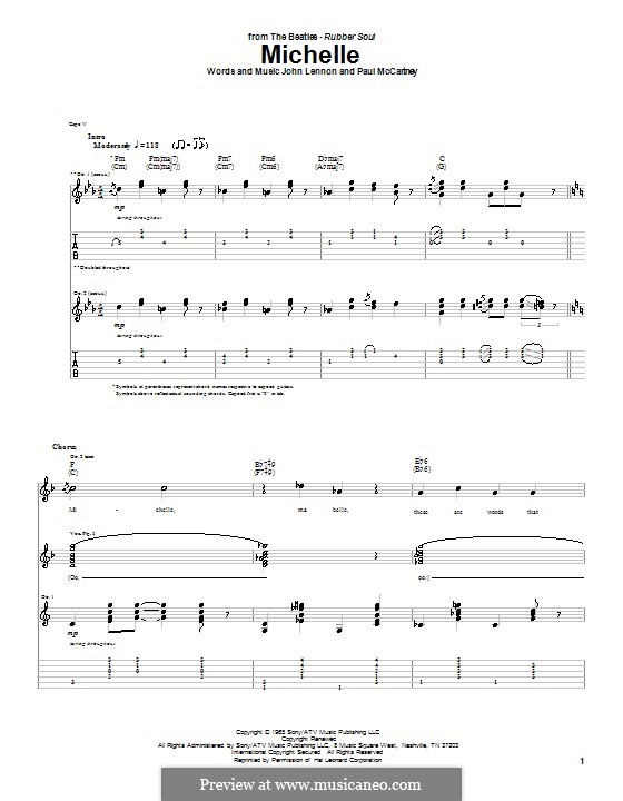 Michelle (The Beatles), for One Instrument: For guitar with tabulature by John Lennon, Paul McCartney