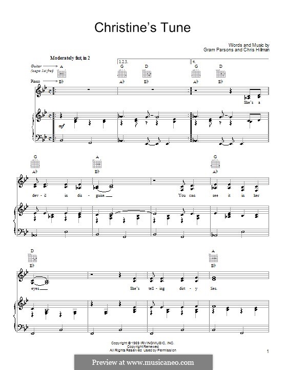 Christine's Tune: For voice and piano (or guitar) by Chris Hillman