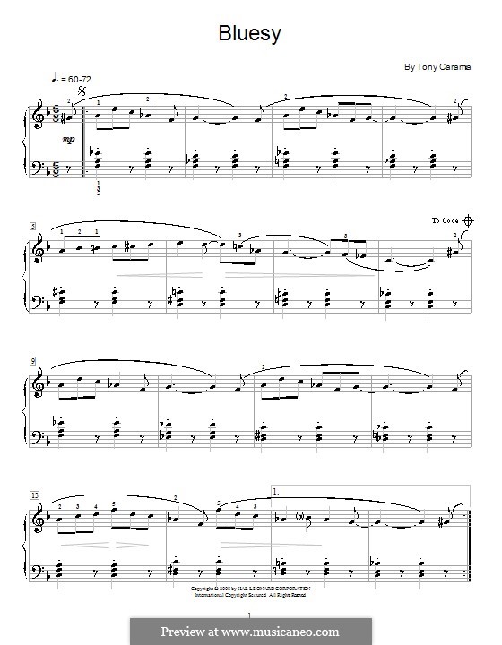 Bluesy: For piano by Tony Caramia