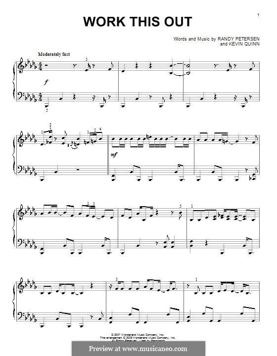 Work This Out (High School Musical 2): For piano by Kevin Quinn, Randy Petersen