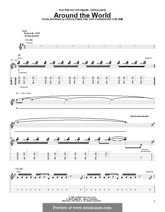 Around the World (Red Hot Chili Peppers): For guitar with tab by Flea, Anthony Kiedis, Chad Smith, John Frusciante