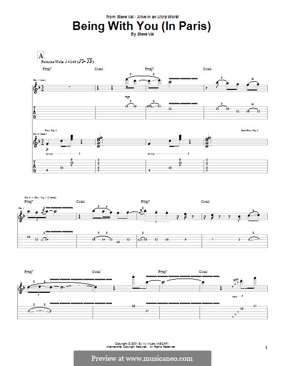 Being with You (In Paris): For guitar with tab by Steve Vai