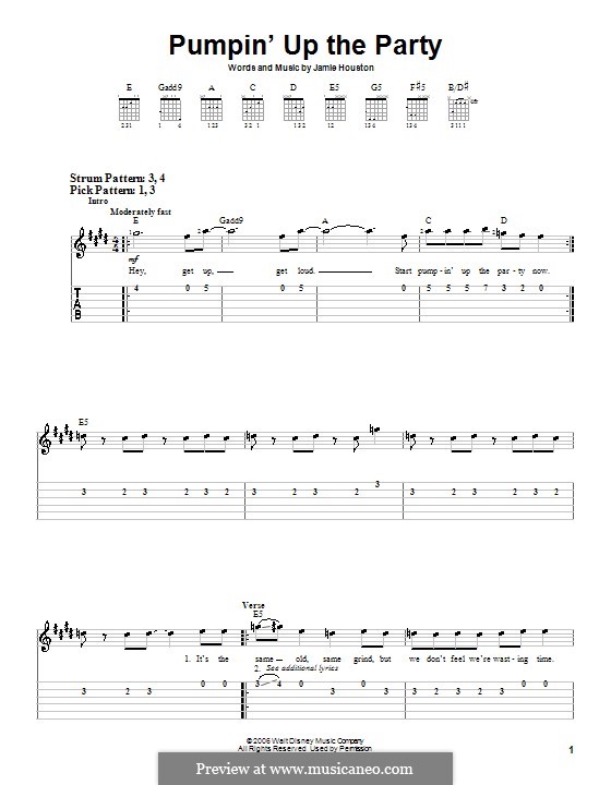 Pumpin' Up the Party (Hannah Montana): For guitar (very easy version) by Jamie Houston