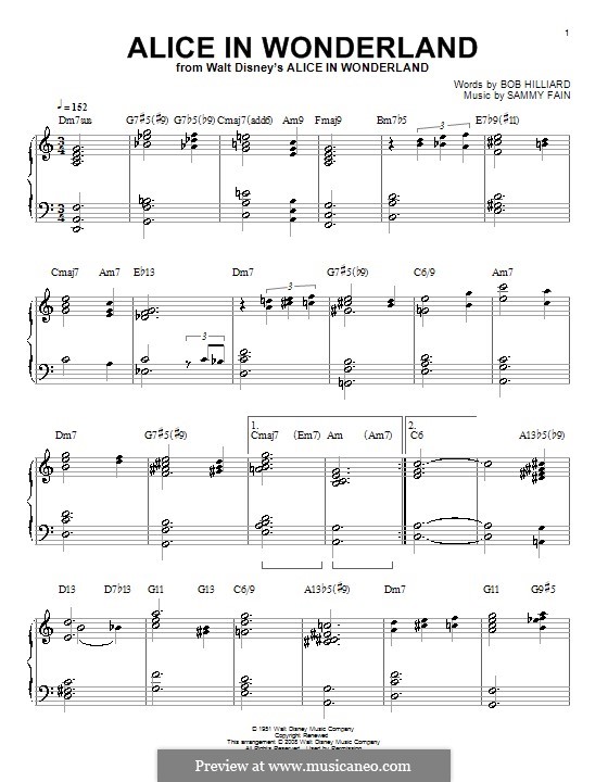Alice in Wonderland (Bill Evans): For piano (A Minor) by Bob Hilliard, Sammy Fain