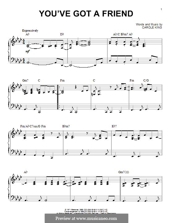 You've Got a Friend by C. King - sheet music on MusicaNeo