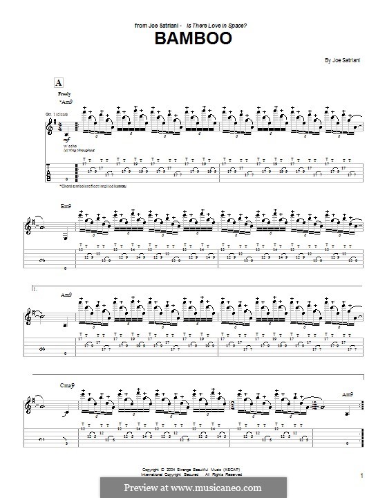 Bamboo: For guitar with tab by Joe Satriani