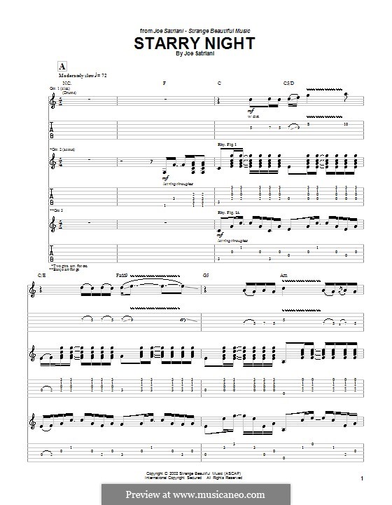 Starry Night: For guitar with tab by Joe Satriani