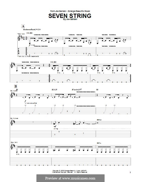 Seven String: For guitar with tab by Joe Satriani