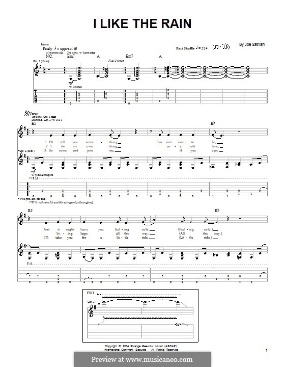 I Like the Rain: For guitar with tab by Joe Satriani