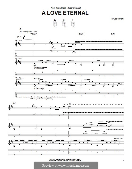 A Love Eternal: For guitar with tab by Joe Satriani