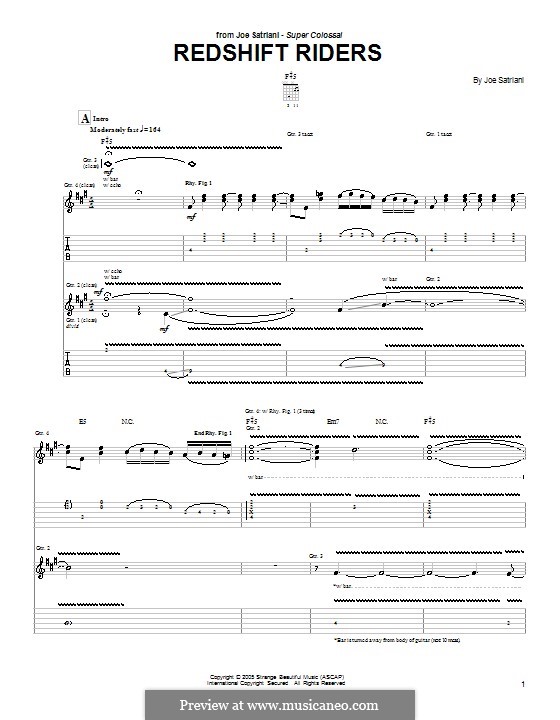 Redshift Riders: For guitar with tab by Joe Satriani