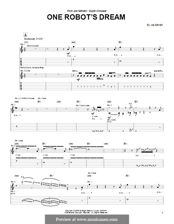 One Robot's Dream: For guitar with tab by Joe Satriani