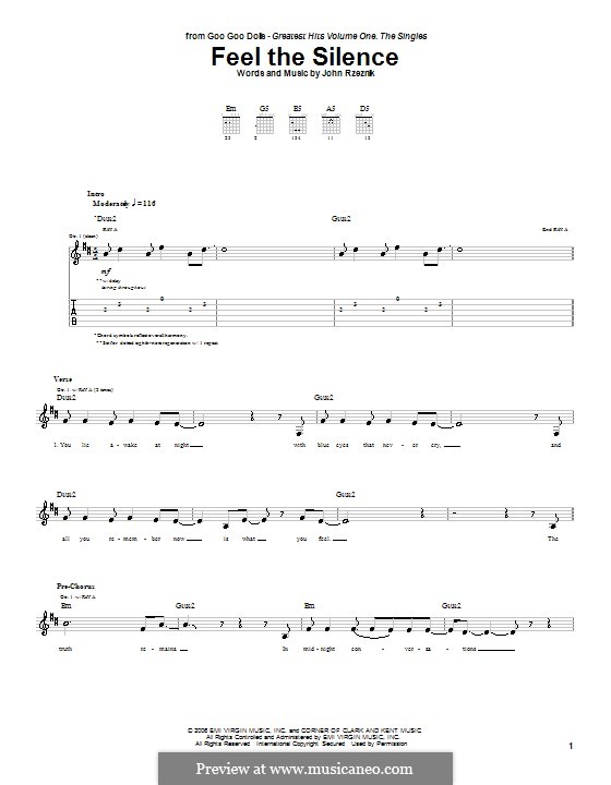 Feel the Silence (Goo Goo Dolls): For guitar with tab by John Rzeznik