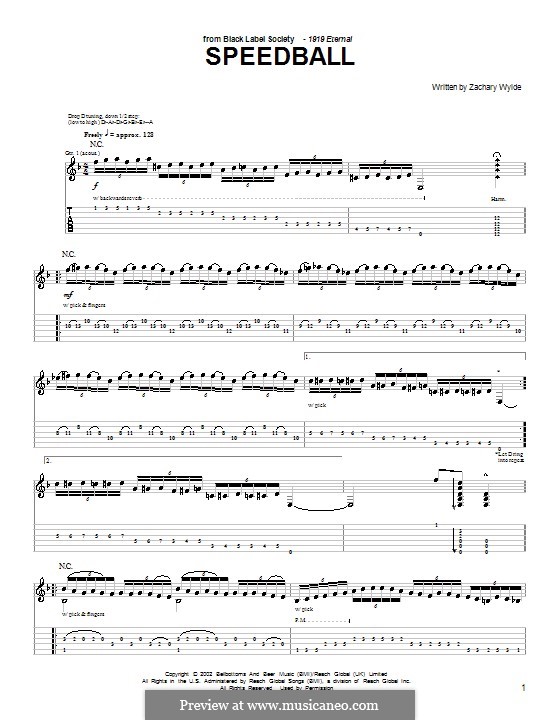 Speedball (Black Label Society): For guitar with tab by Zackary P. Wylde