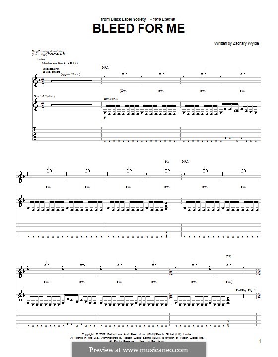 Bleed for Me (Black Label Society): For guitar with tab by Zackary P. Wylde