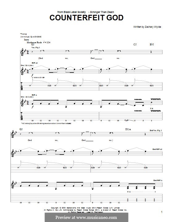 Counterfeit God (Black Label Society): For guitar with tab by Zackary P. Wylde