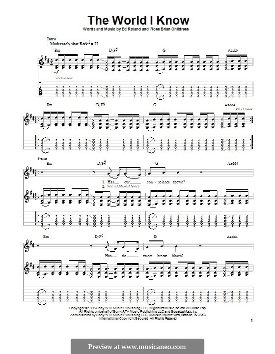 The World I Know (Collective Soul): For guitar by Ed Roland, Ross Brian Childress