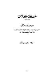 No.1 in C Major, BWV 772: For two violins – score and parts by Johann Sebastian Bach