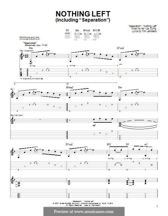 Nothing Left (As I Lay Dying): For guitar with tab by Jordan Mancino, Phillip Sgrosso, Sam Hipa, Tim Lambesis