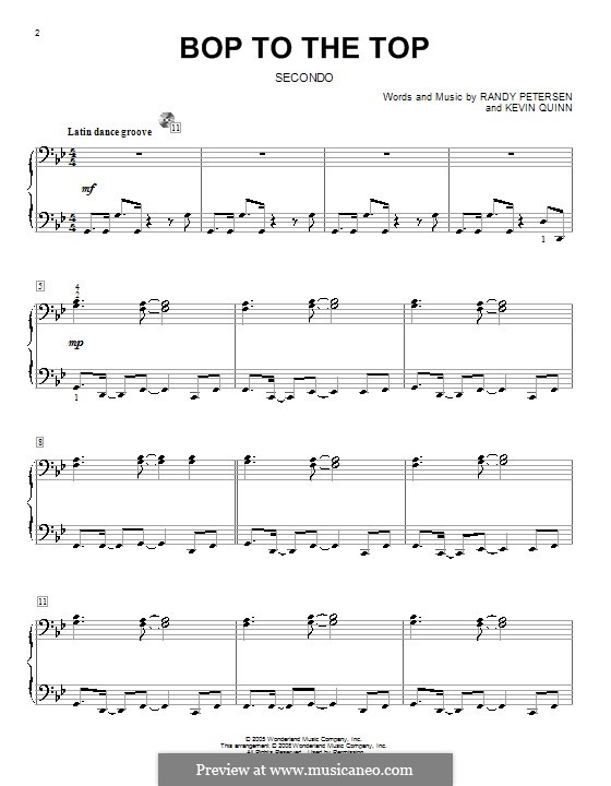 Bop to the Top (High School Musical): For piano four hands by Kevin Quinn, Randy Petersen