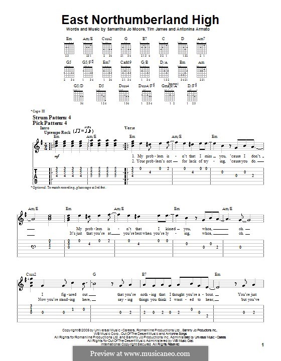 East Northumberland High (Hannah Montana): For guitar (very easy version) by Antonina Armato, Samantha Jo Moore, Timothy James