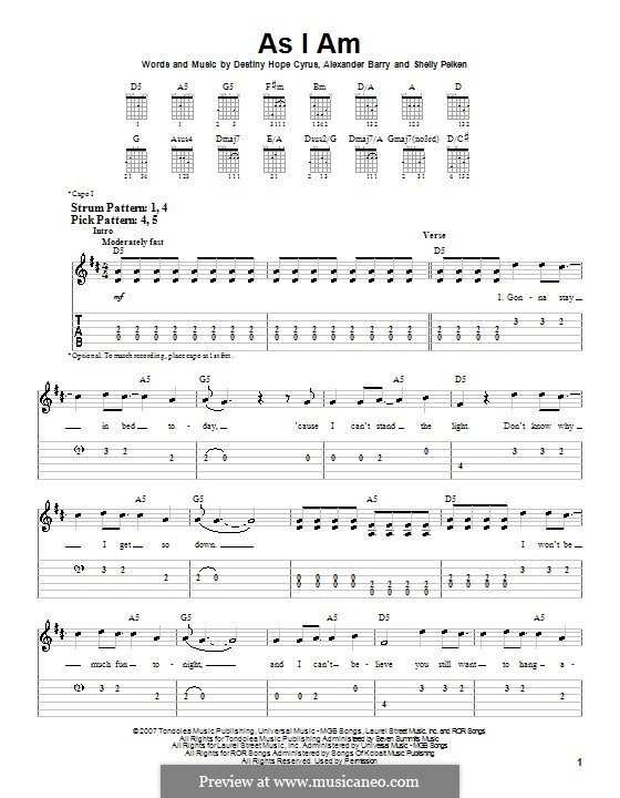 As I am (Hannah Montana) by A. Barry, D.H. Cyrus, S. Peiken on MusicaNeo