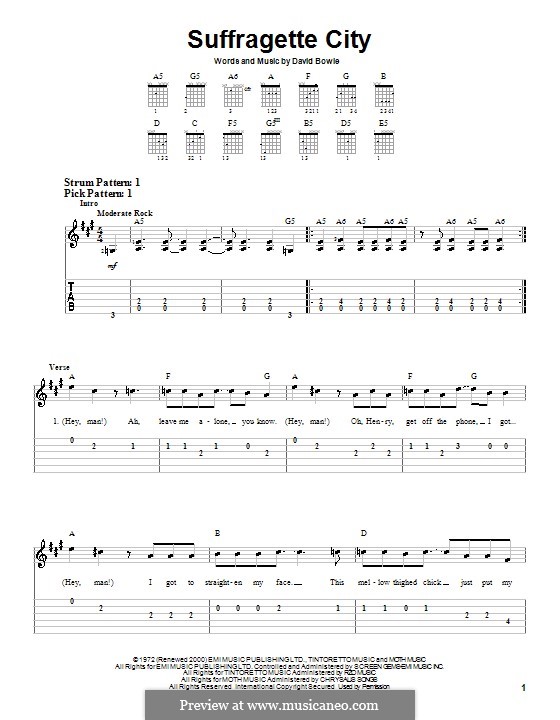 Suffragette City: For guitar (very easy version) by David Bowie