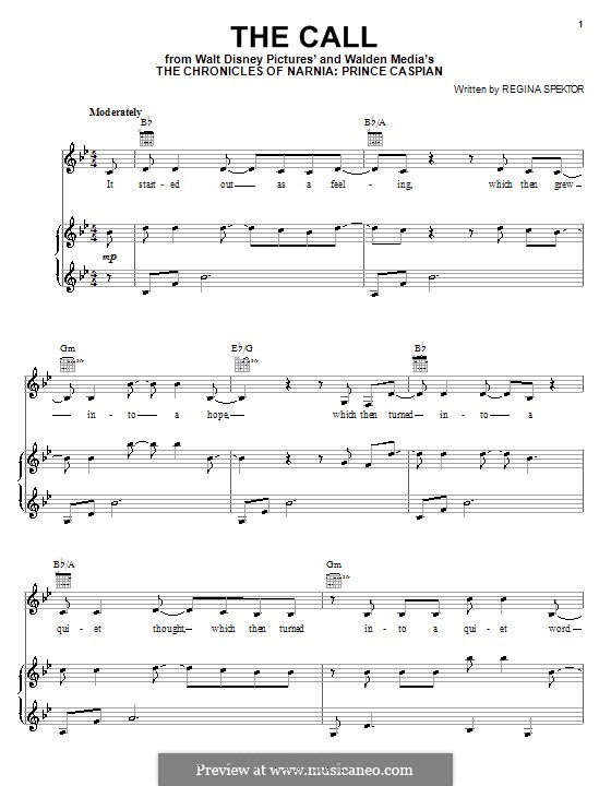The Call: For voice and piano (or guitar) by Regina Spektor