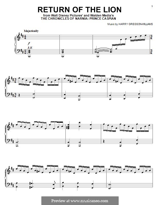 Return of the Lion: For piano by Harry Gregson-Williams