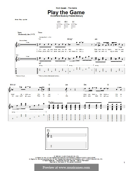 Play The Game Sheet Music Queen - ♪