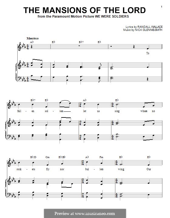 The Mansions of the Lord (from We Were Soldiers): For voice and piano (or guitar) by Nick Glennie-Smith