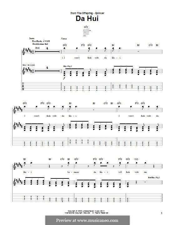Da Hui: For guitar with tab by The Offspring