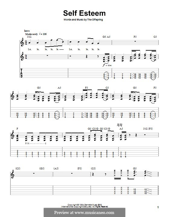 Self Esteem (The Offspring): For guitar with tab by Dexter Holland