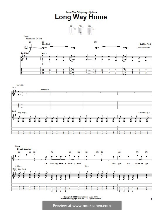 Long Way Home: For guitar with tab by The Offspring