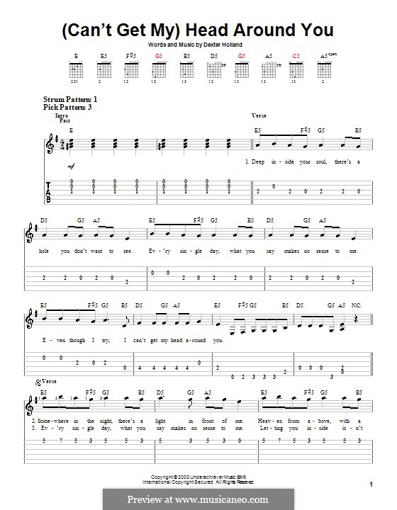 (Can't Get My) Head Around You (The Offspring): For guitar (very easy version) by Dexter Holland