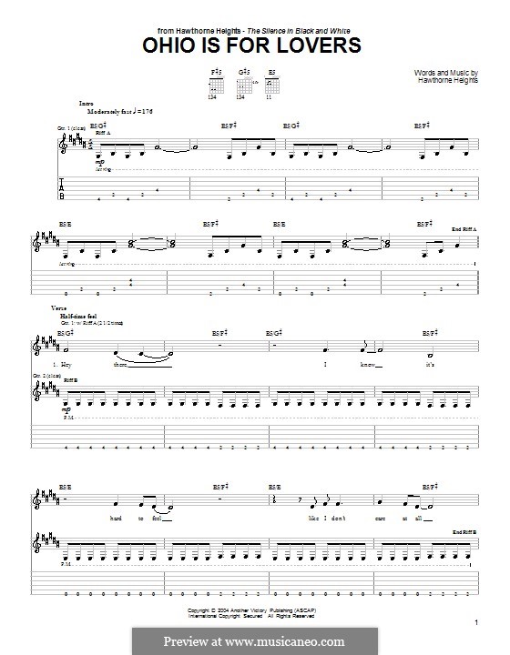 Ohio Is for Lovers: For guitar with tab by Hawthorne Heights