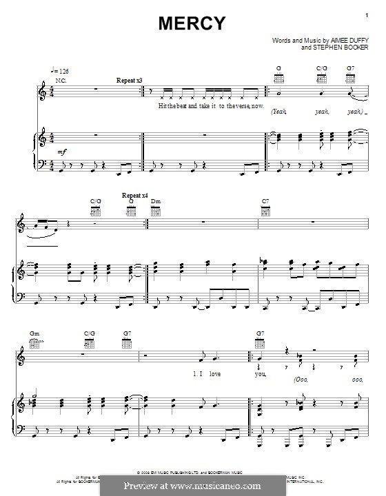 Mercy (Duffy): For voice and piano (or guitar) by Aimee Duffy, Steve Booker