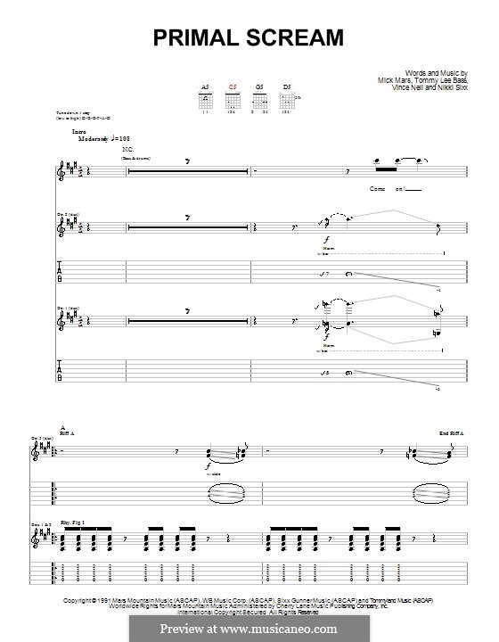 Primal Scream (Motley Crue): For guitar with tab by Mick Mars, Nikki Sixx, Tommy Lee, Vince Neil