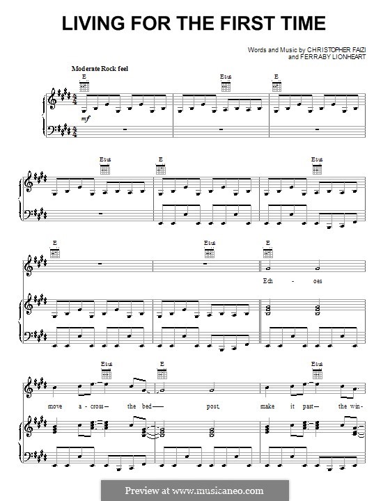 Living for the First Time (Teddy Geiger): For voice and piano (or guitar) by Christopher Faizi, Ferraby Lionheart