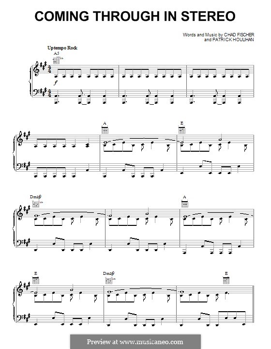 Coming Through in Stereo (Teddy Geiger): For voice and piano (or guitar) by Chad Fischer, Patrick Houlihan