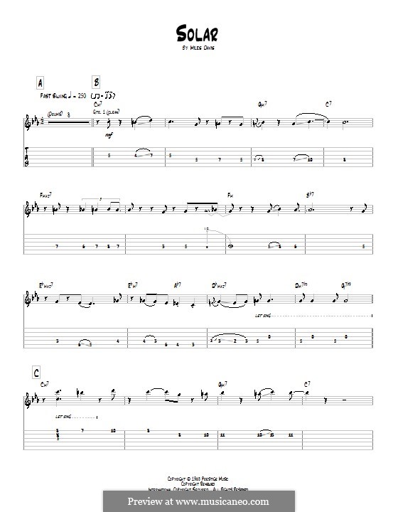 Solar: For guitar with tab by Miles Davis