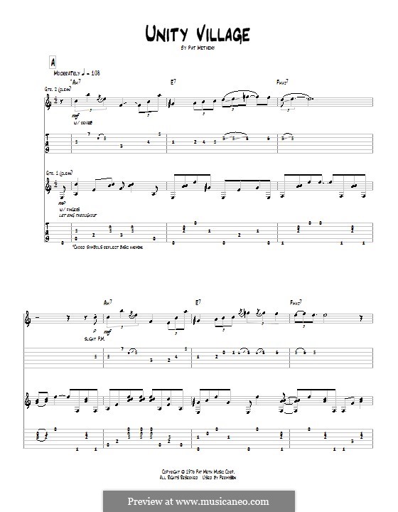 Unity Village: For guitar with tab by Pat Metheny